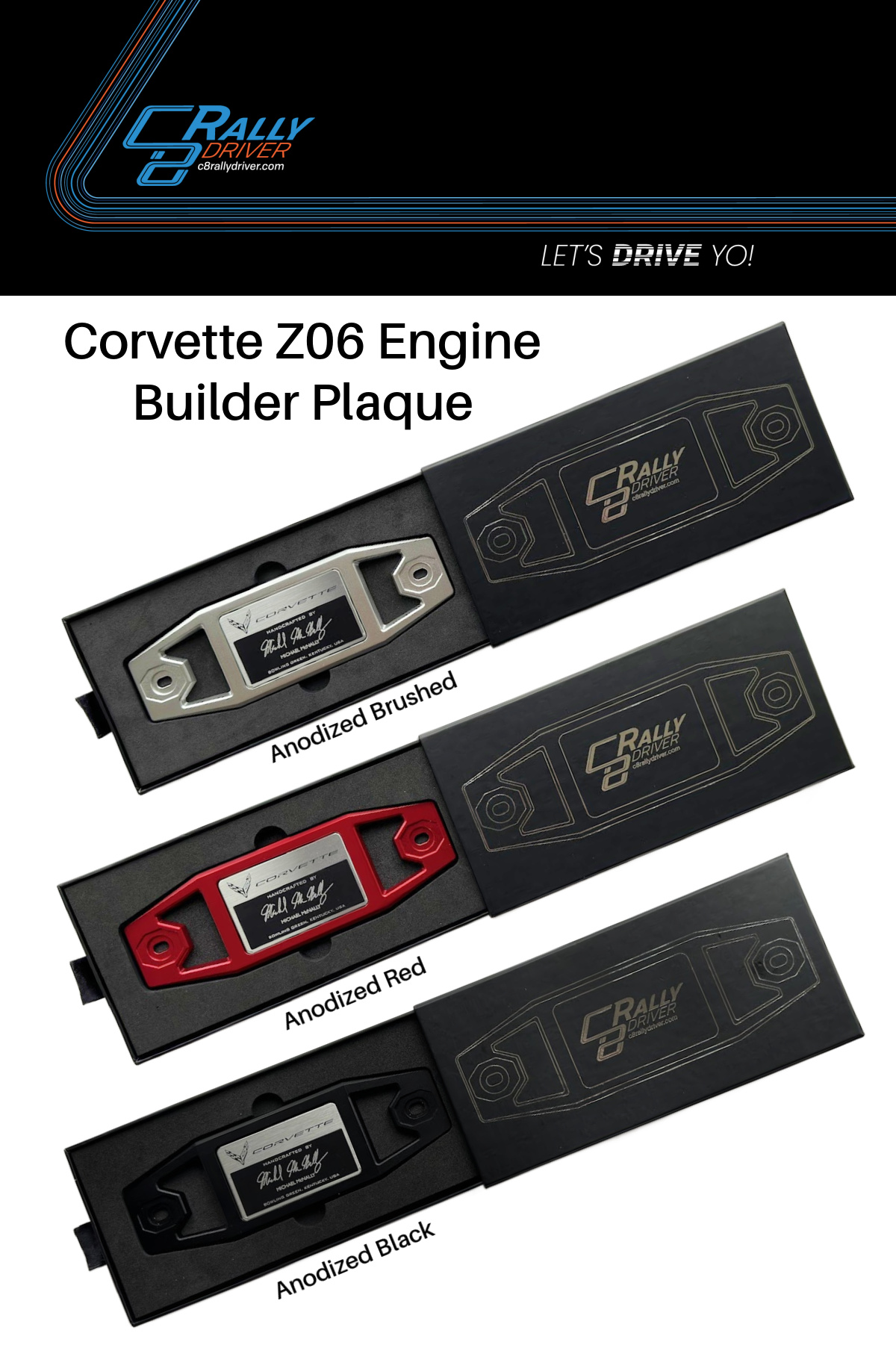 C8RallyDriver Engine Builder Plaques