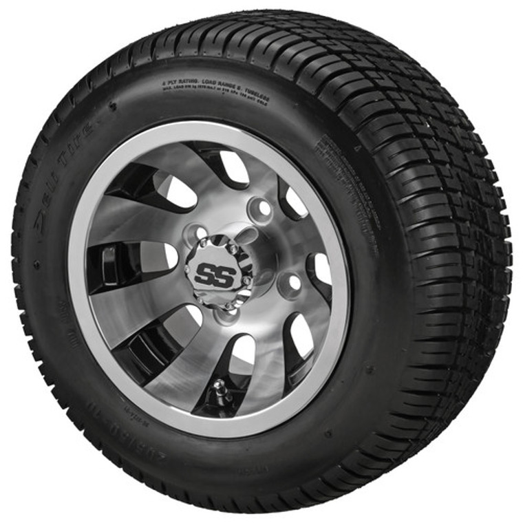 LSI 10X7 Gunslinger Machined/Black  with 205/50-10 Street Tire Set of 4