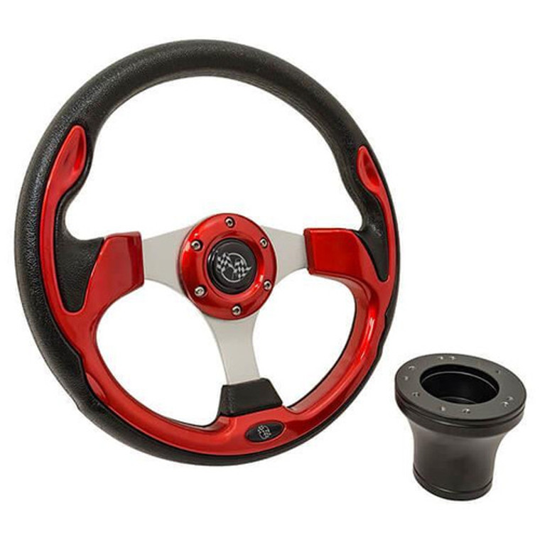 Steering Wheel Kit, Red/Rally 12.5 W/Black Adapter, E-Z-Go