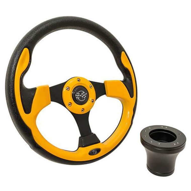 Steering Wheel Kit, Yellow/Rally 12.5 W/Black Adapter, Cc Pr