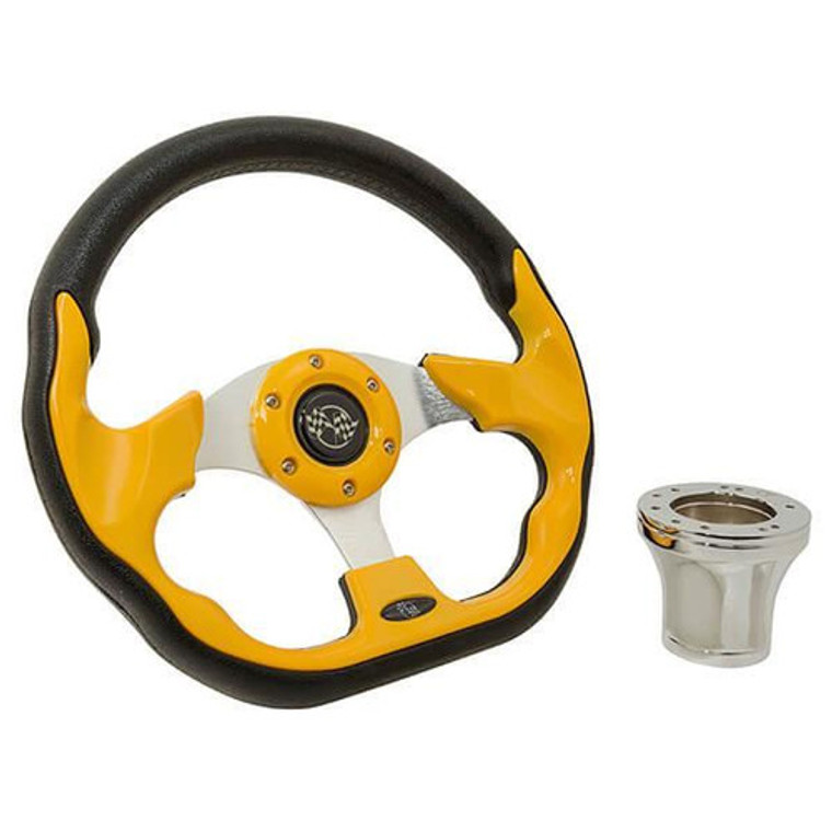 Steering Wheel Kit, Yellow/Race 12.5 W/Chrome Adapter, Club