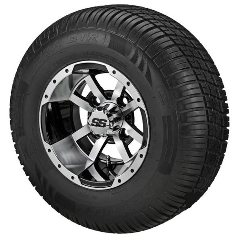 LSI Maltese Cross  10X7 Machined/Black with 205/50-10 Street Tire Set of 4
