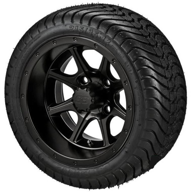 LSI 12X7 Azusa Matte Black Wheel With 215/35-12 DOT LP Tire Set of 4