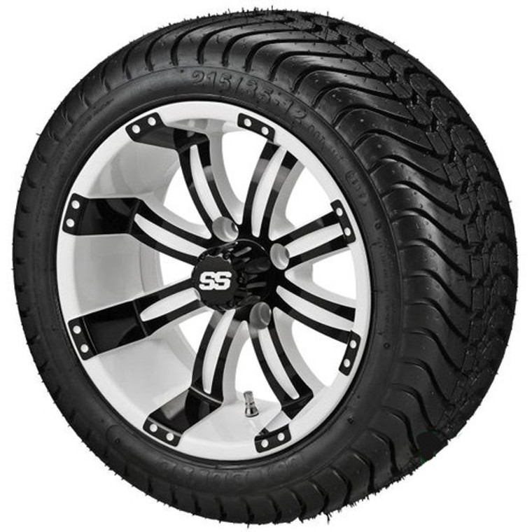 LSI 12X7 Casino White w/Black Accent Wheel With 215/35-12 DOT LP Tire Set of 4