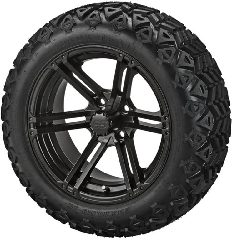 LSI 15X7 Yukon Matte Black with 23X10.5-15 All Terrain Tire Set of 4