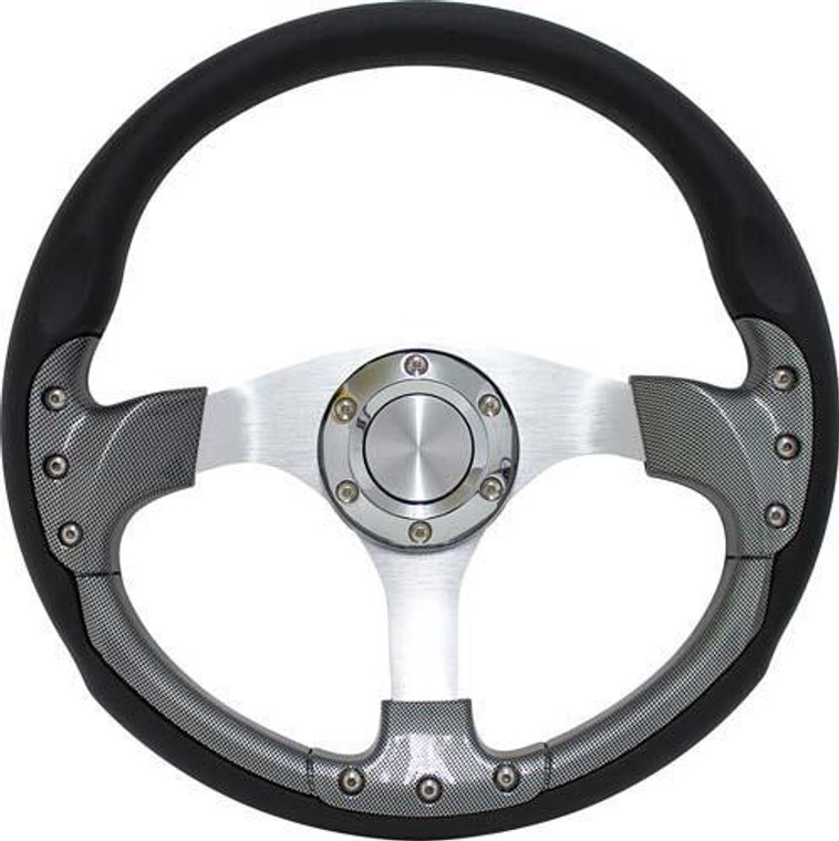 Pursuit 14" Carbon Fiber Steering Wheel W/Kit; Ezgo