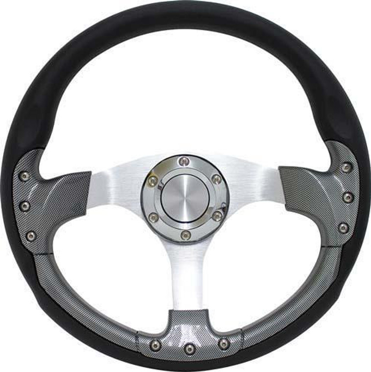 Pursuit 14" Carbon Fiber Steering Wheel W/Blk Kit; Ezg