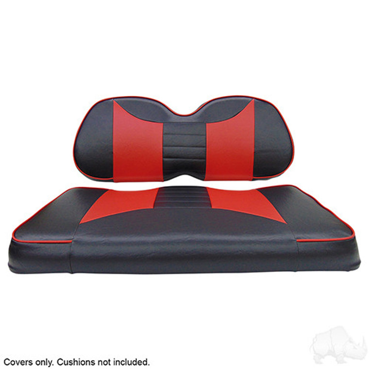 RHOX Front Seat Cover Set, Rally Black/Red, Club Car Tempo, Precedent 04+