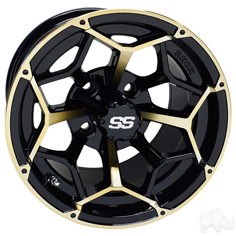 RHOX RX383, Gloss Black with Gold, 14x7 ET-25