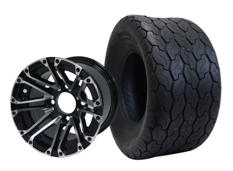 WH1006 10" Lancer - Machined/Black and 205/50-10 Gecko Tires Set of 4 (WH1006-TR1001)
