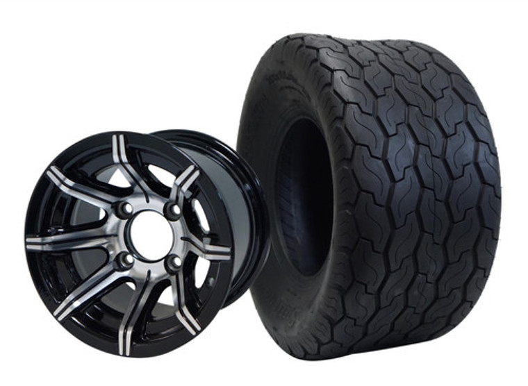 WH1012 10" Spider - Machined/Black and 22 x 11-10 Gecko Tires Set of 4 (WH1012-TR1002)