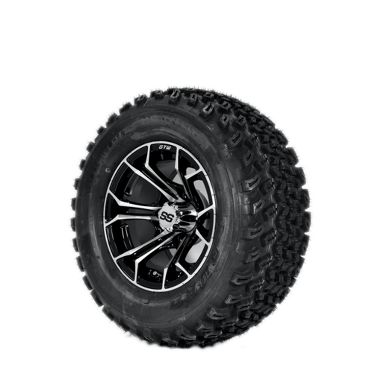 Spyder 12" Gloss Black/Machined Finish with 23X10.5-12 Duro Desert  Tire Set of 4