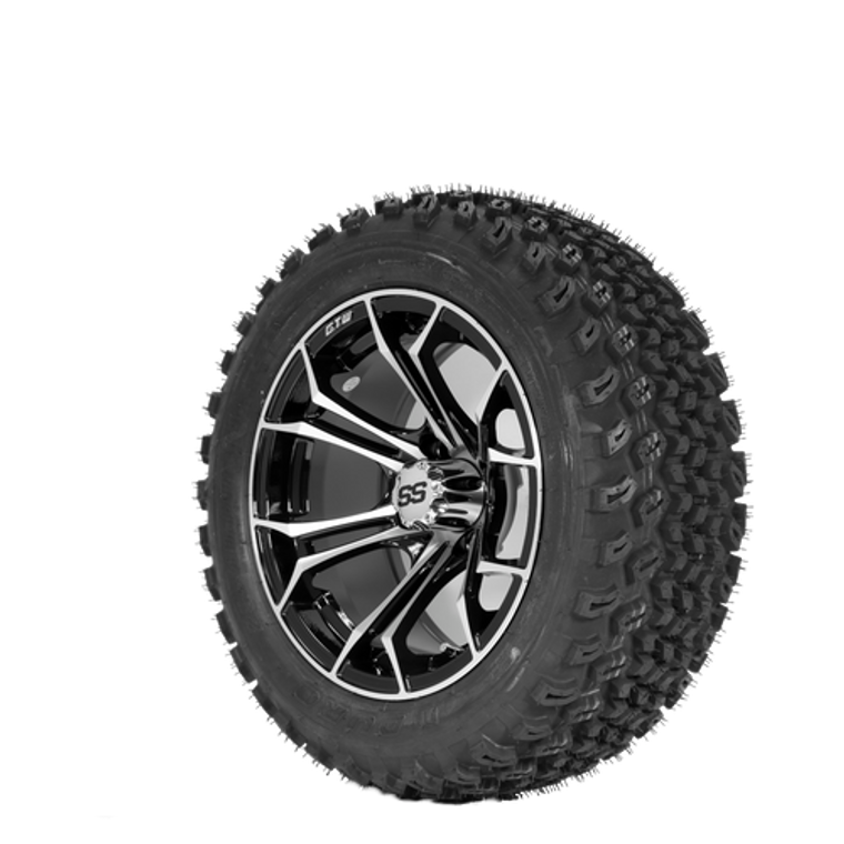 Spyder 14" Gloss Black/Machined Finish with 23X10.5-14 Duro Desert Tire Set of 4