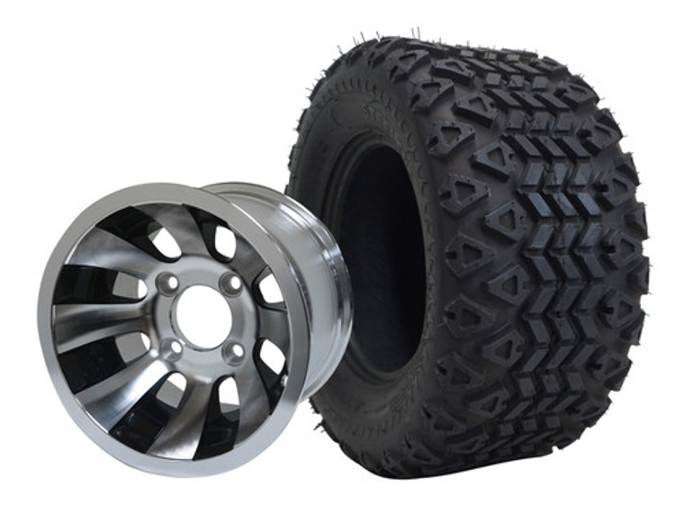WH1009 10" Revolver - Machined/Black and TR1007 20" X10 -10 DOT All Terrain Tire