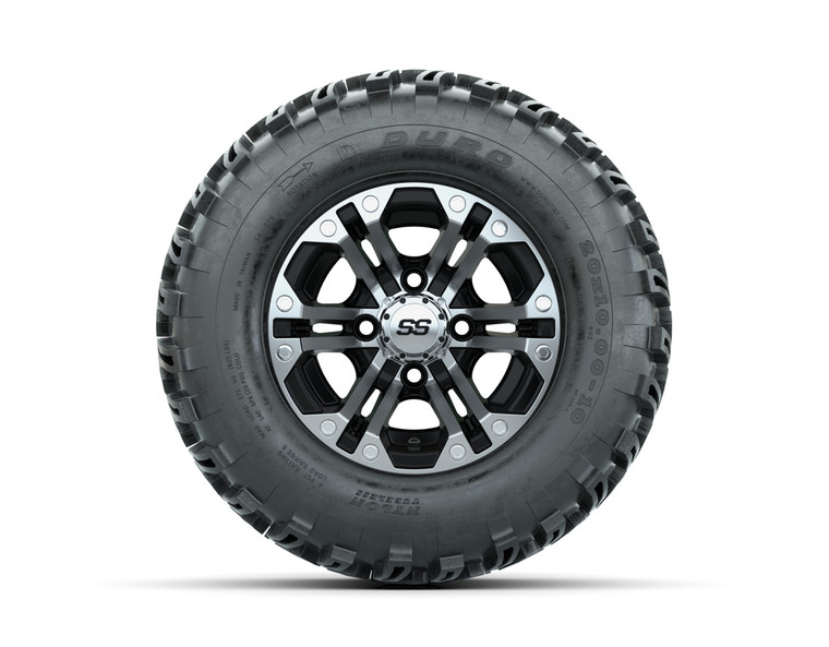 10” GTW Specter Black and Machined Wheels with 20” Duro All-Terrain Tires – Set of 4
