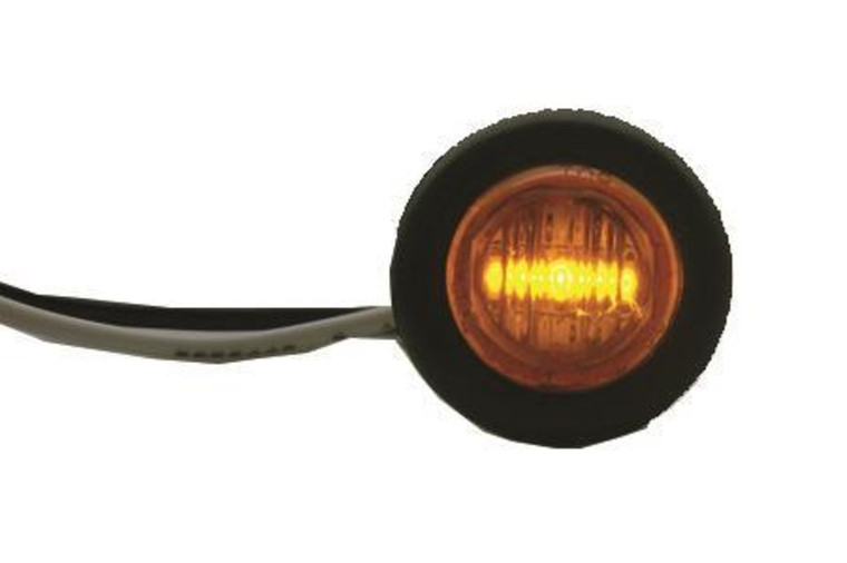 Amber 3/4″ LED Round Light with Rubber Gasket Waterpr