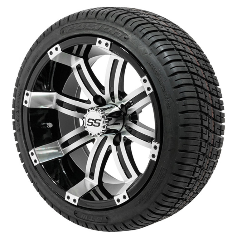 14” GTW Tempest Black and Machined Wheels with 18” Fusion DOT Street Tires – Set of 4