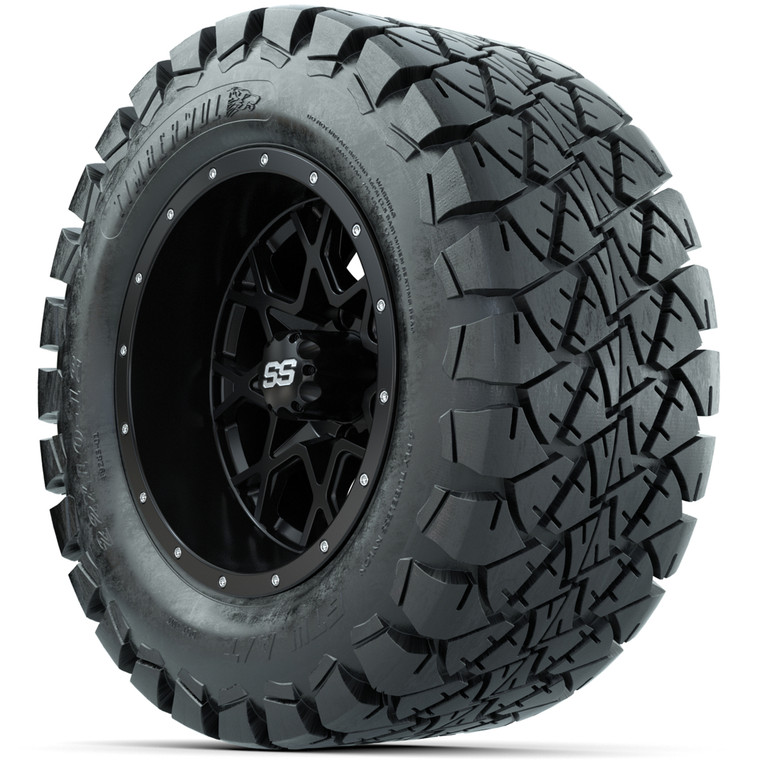 Set of (4) 12 in GTW Vortex Wheels with 22x10-12 GTW Timberwolf All-Terrain Tires