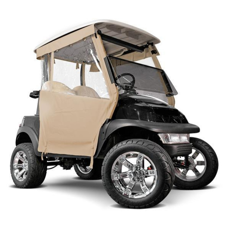 Club Car DS Beige 3-Sided Track-Style Enclosure w/Full Back & Hooks (Years 2000-Up)