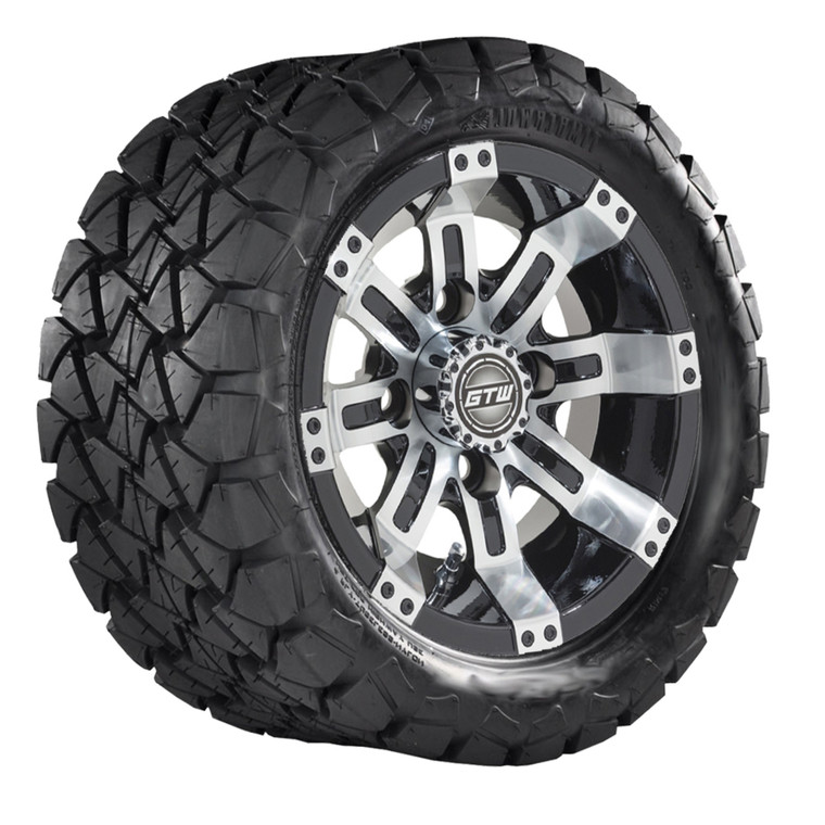 10" GTW Tempest Black and Machined Wheels with 22" Timberwolf Mud Tires - Set of 4