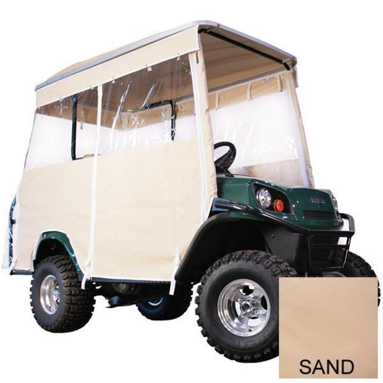 Sand 4-Passenger Track Style Vinyl Enclosure For Yamaha G29/Drive w/116" Stretch/Eagle Top w/Sweater Basket