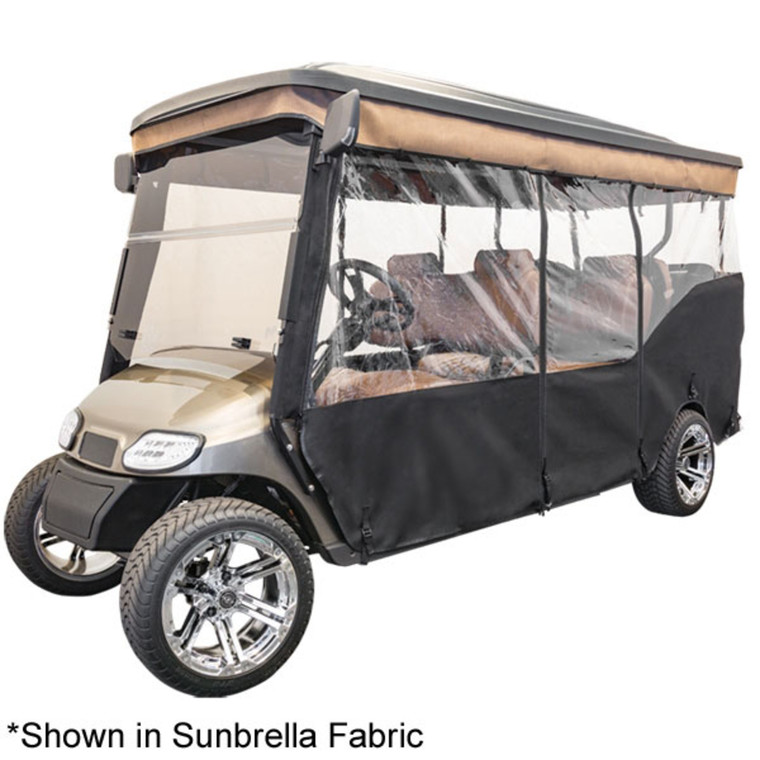 RedDot® 3-Sided Stock Sunbrella Enclosure & Solid Valance for E-Z-GO TXT Triple Track 120" Top (Years 1996-20013)