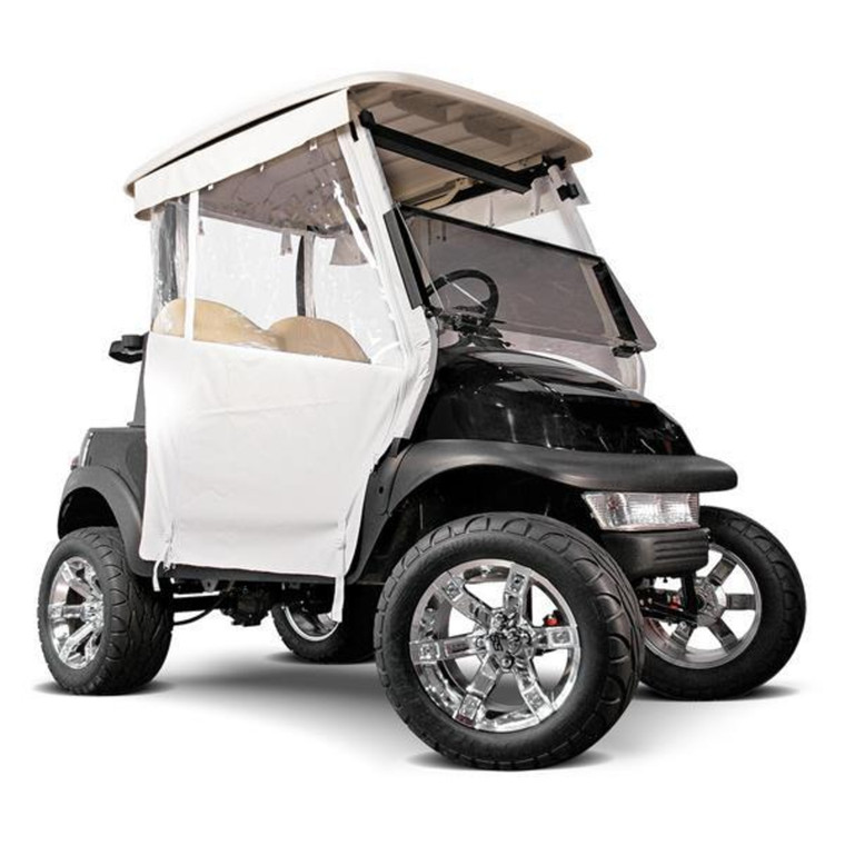 Club Car Precdent White 3-Sided Track-Style Enclosure w/Full Back & Hooks (Years 2004-Up)