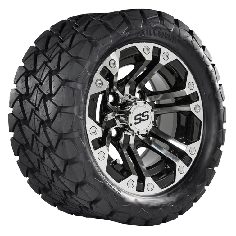 10" GTW Specter Black and Machined Wheels with 22" Timberwolf Mud Tires - Set of 4