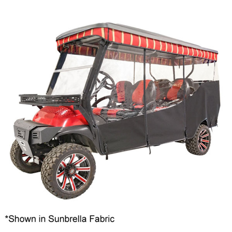 RedDot® 3-Sided Custom Sunbrella Enclosure & Valance for Club Car Precedent Triple Track 120" Top (Years 2004-Up)