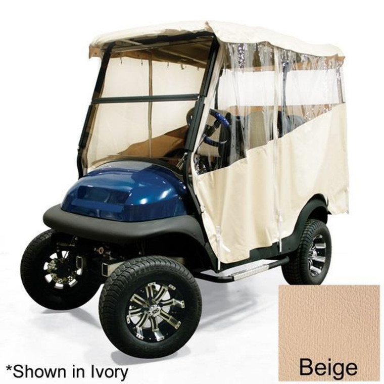 Club Car Carryall Beige 3-Sided Track-Style Enclosure - W/ 56″ Factory Top (Years 1992-1997)