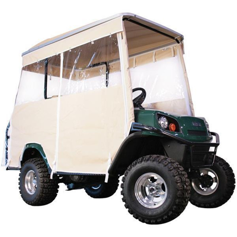 Ivory 4-Passenger Track Style Vinyl Enclosure For Yamaha G29/Drive w/80" Stretch/Eagle Top