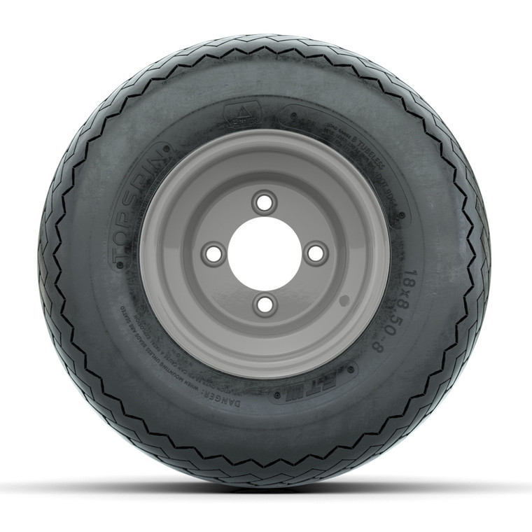 Set of (4) 8 in Gray Steel Wheels with 18 in GTW Topspin Tires