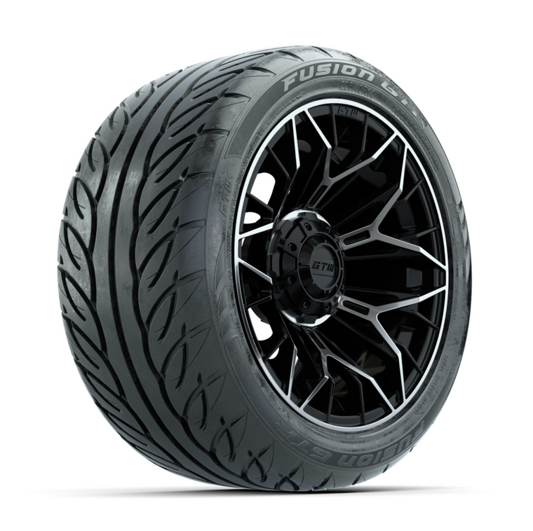 GTW Stellar Machined/Black 14 in Wheels with 225/40-R14 Fusion GTR Street Tires – Full Set