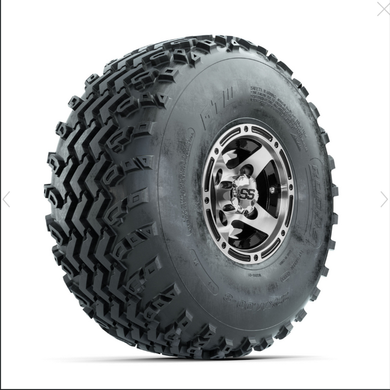 GTW Ranger Machined/Black 8 in Wheels with 22x11.00-8 Rogue All Terrain Tires – Full Set