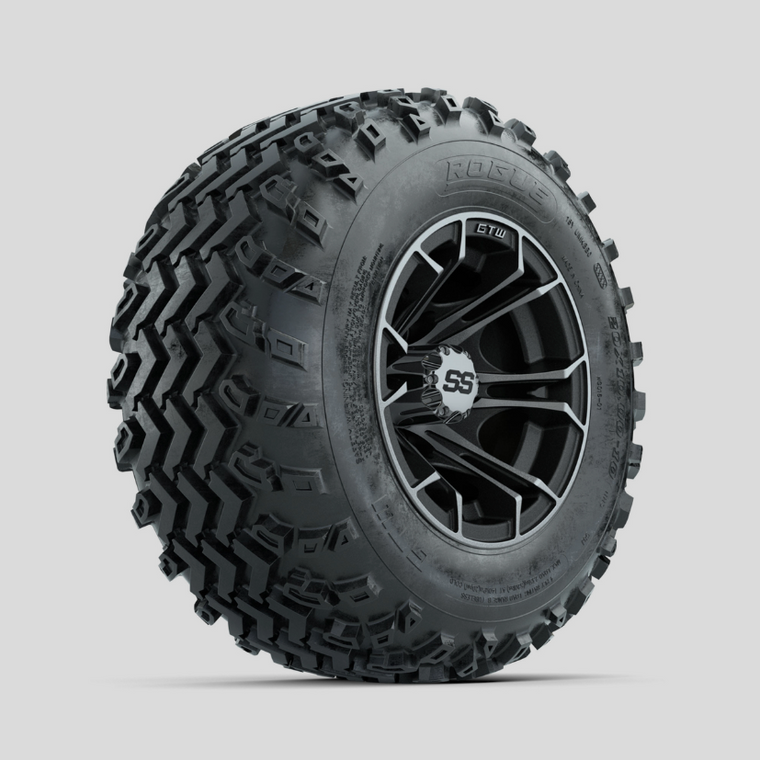 GTW Spyder Machined/Matte Grey 10 in Wheels with 20x10.00-10 Rogue All Terrain Tires – Full Set