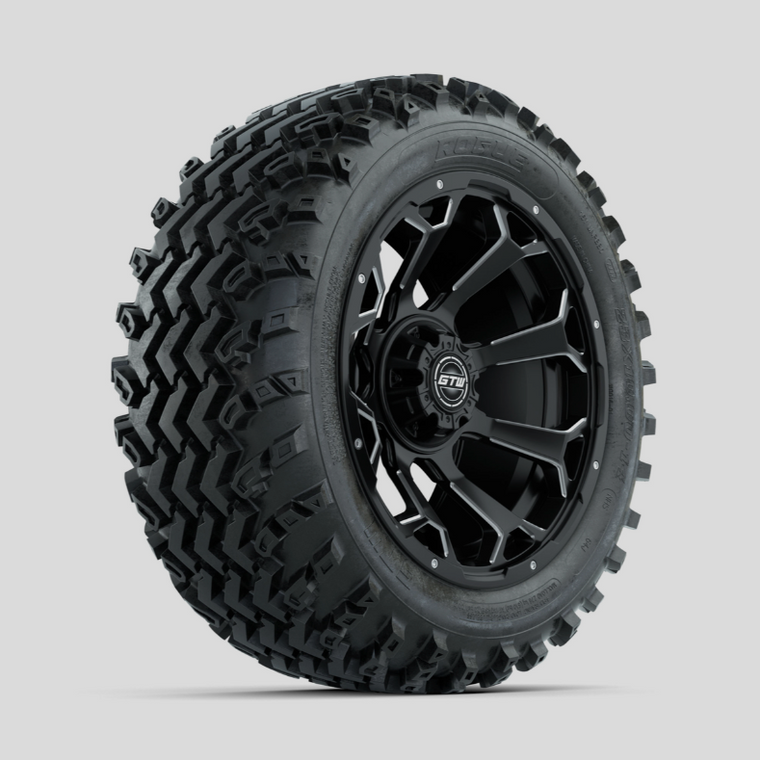 GTW Raven Ball Milled/Matte Black 14 in Wheels with 23x10.00-14 Rogue All Terrain Tires – Full Set