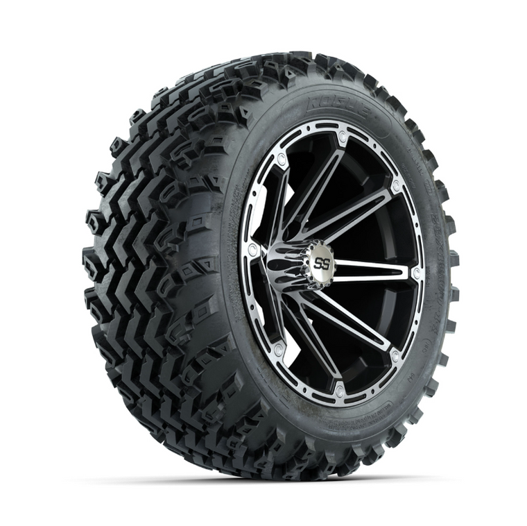 GTW Element Machined/Black 14 in Wheels with 23x10.00-14 Rogue All Terrain Tires – Full Set