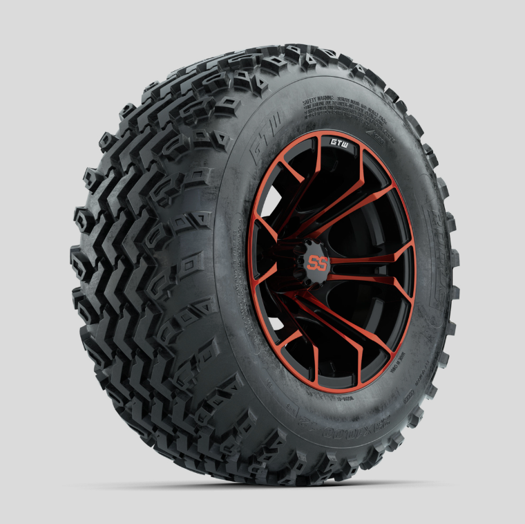 GTW Spyder Red/Black 12 in Wheels with 23x10.00-12 Rogue All Terrain Tires – Full Set