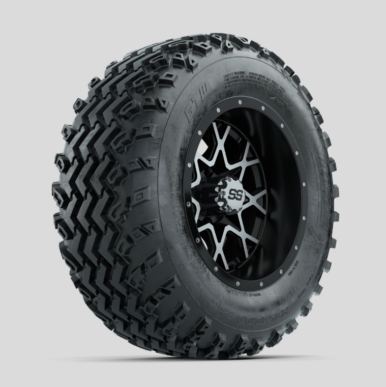 GTW Vortex Machined/Matte Black 12 in Wheels with 23x10.00-12 Rogue All Terrain Tires – Full Set