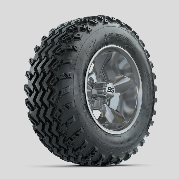 GTW Godfather Chrome 12 in Wheels with 23x10.00-12 Rogue All Terrain Tires – Full Set