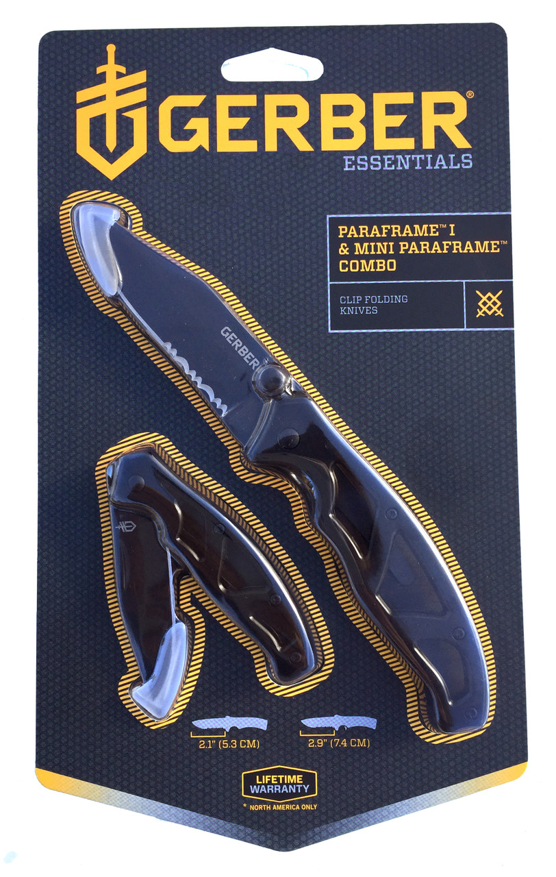  Gerber Gear Paraframe I Knife, Serrated Edge, Stainless Steel  [22-48443] : Sports & Outdoors