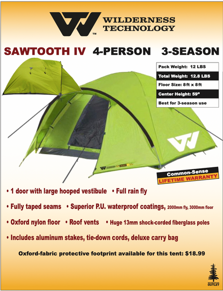 Wilderness Technology Sawtooth 4-Person Tent