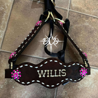 Simple Buckstitch Roughout Name Halter***