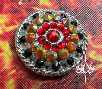 Rope Edge Checker Fire Crystal Concho 1.5"