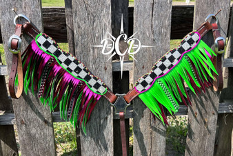 “Neon Finish Line” Checker Board Breastcollar ONLY