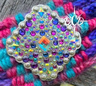 Large Crystal Square Concho 2"