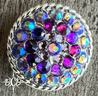 Tanzanite Silver Round Rope  Concho 1"