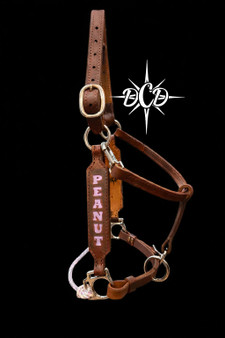 Simple  lariat Nose, adjustable leather chin Name Halter***