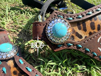 Leopard and Turquoise Name Halter