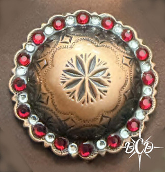 Copper Windrose Concho Red Crystal trim 1.5"